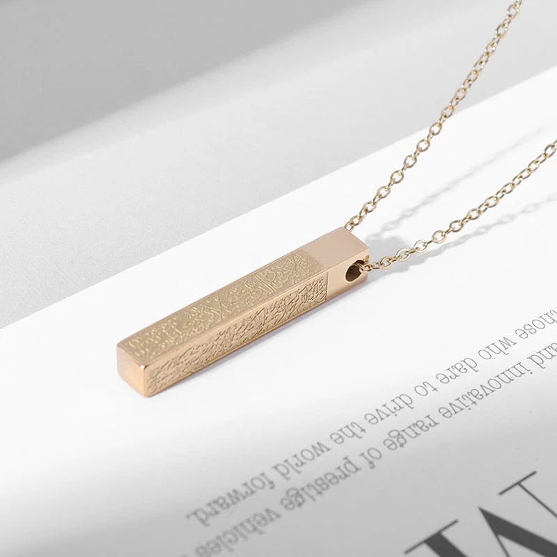 Stainless Steel Carved Scripture Pendant - Image 5