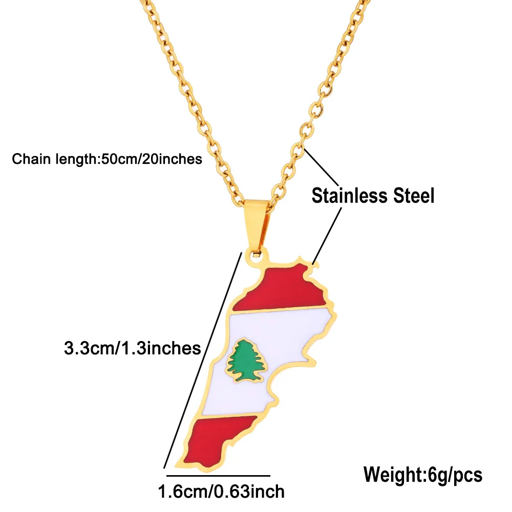 Stainless steel Enamel Lebanon Map Flag Pendant Necklace - Image 8