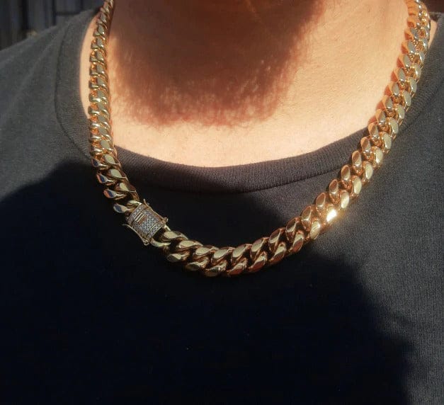Stainless Steel Gold Miami Cuban Chain - Big & Heavy - Image 3