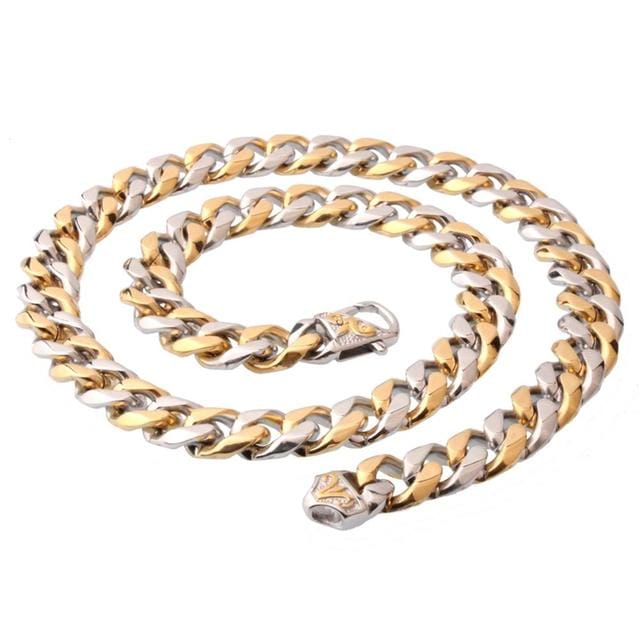 Stainless Steel Two-tone Curb Cuban Chain + FREE bracelet - BOGO - Image 2