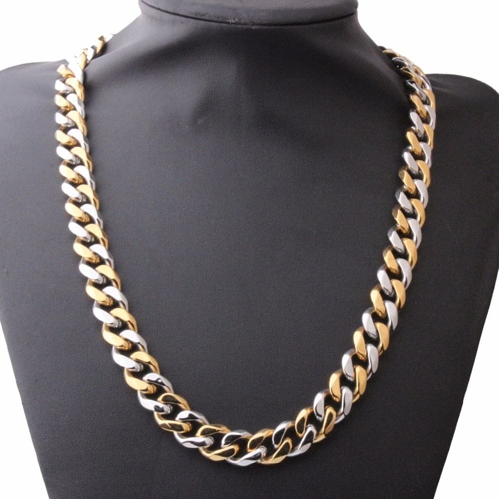 Stainless Steel Two-tone Curb Cuban Chain + FREE bracelet - BOGO - Image 6