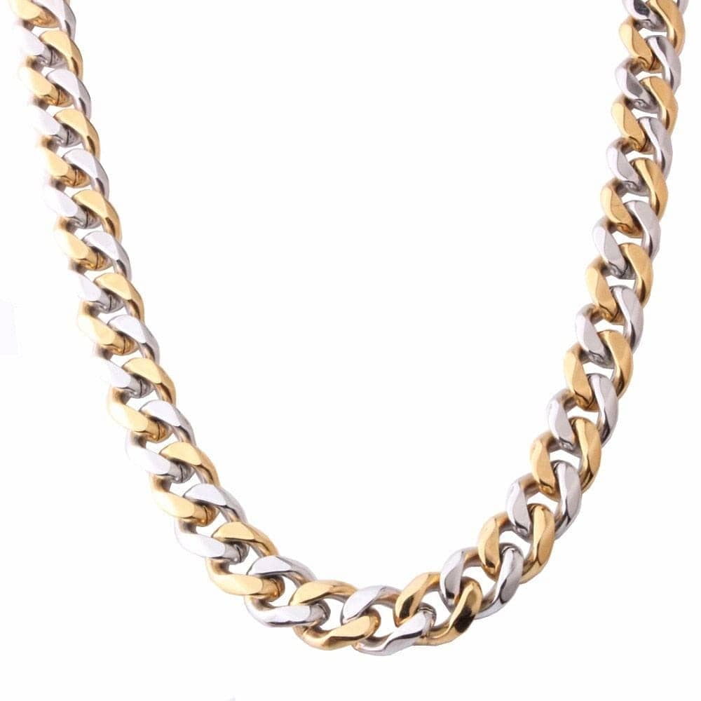 Stainless Steel Two-tone Curb Cuban Chain + FREE bracelet - BOGO - Image 8