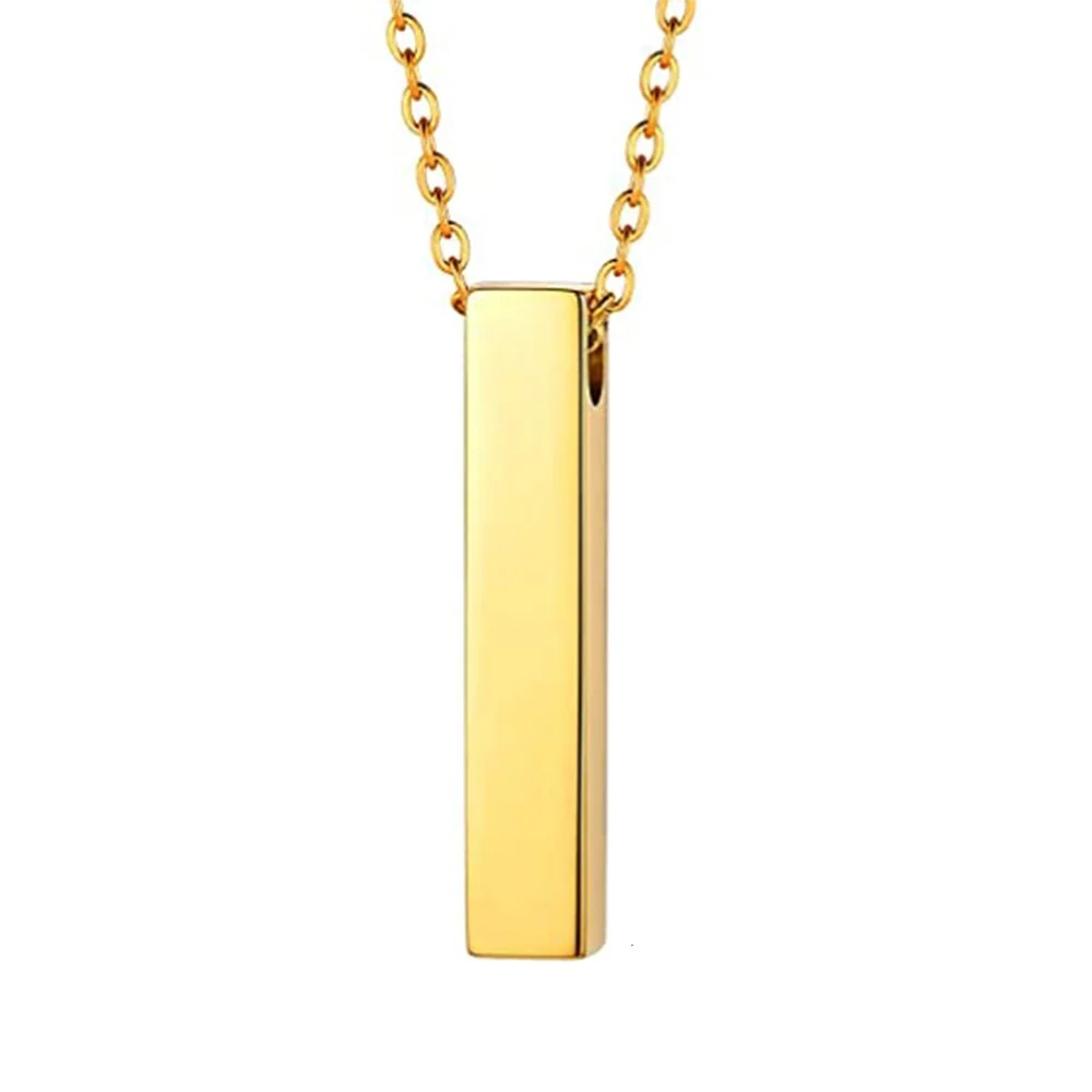 Stainless Steel Vertical Cubic Bar Container Urn Memorial Pendant Necklace - Image 4
