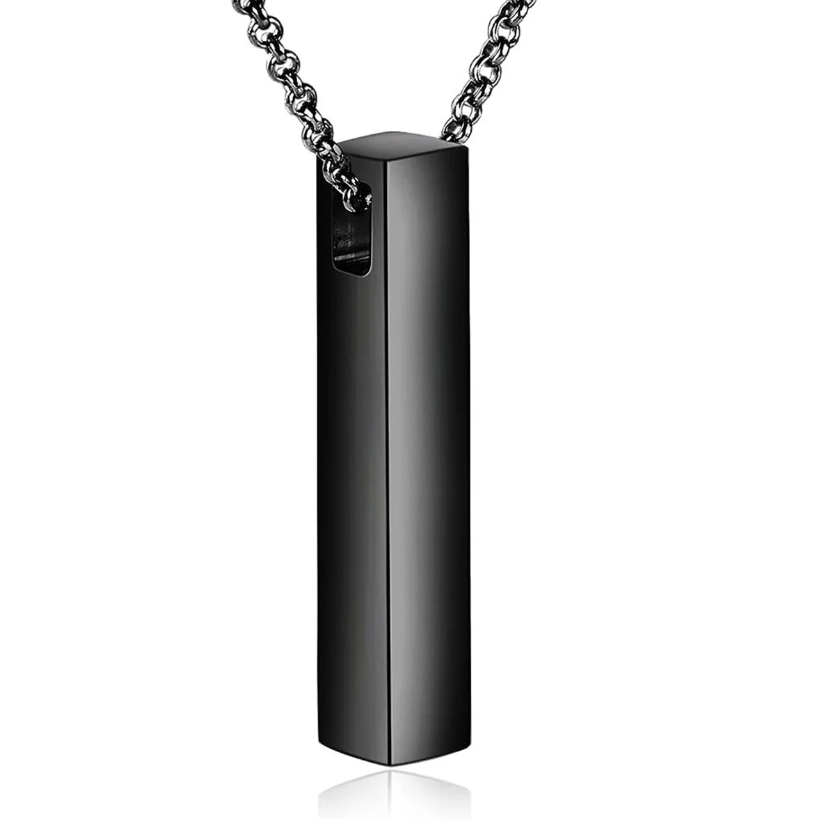 Stainless Steel Vertical Cubic Bar Container Urn Memorial Pendant Necklace - Image 5