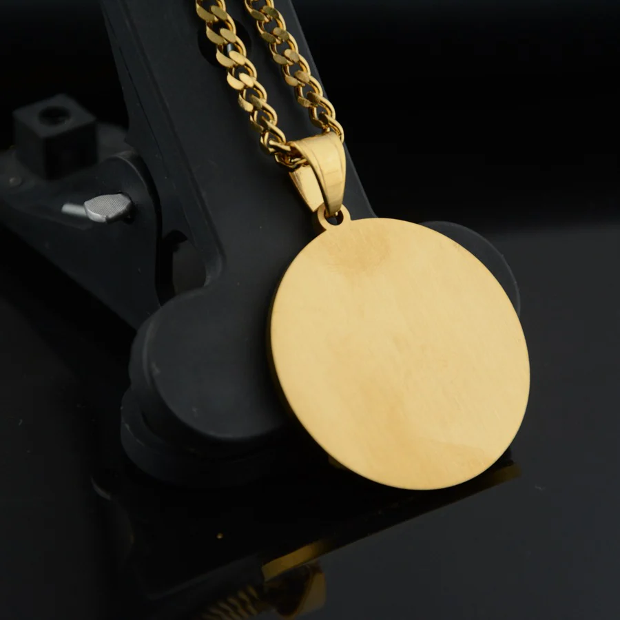 Iced Bezel 14k Gold Centenario Pendant Necklace - Image 2
