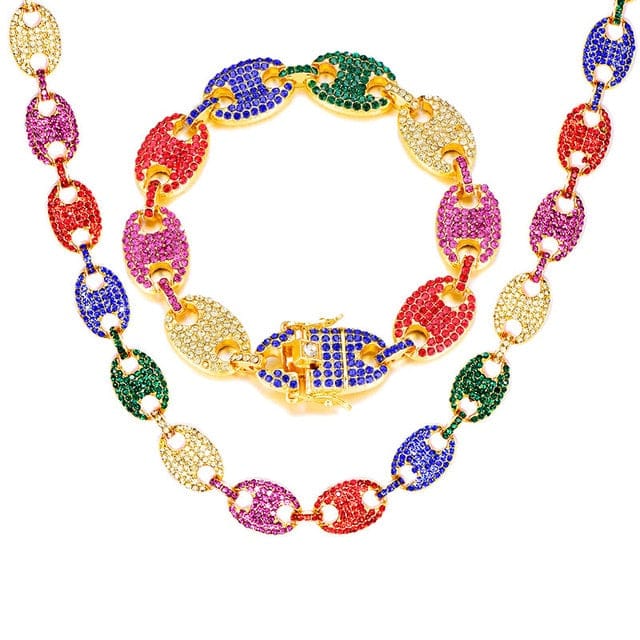 Swag Rainbow Coffee Bean Pig Nose Chain + FREE Bracelet - Image 2