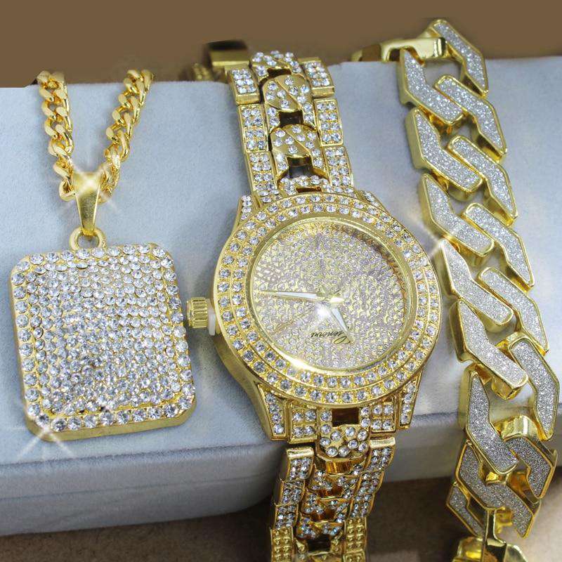Swaggy Ice Out Watch + Necklace + Bracelet Bundle - Image 6