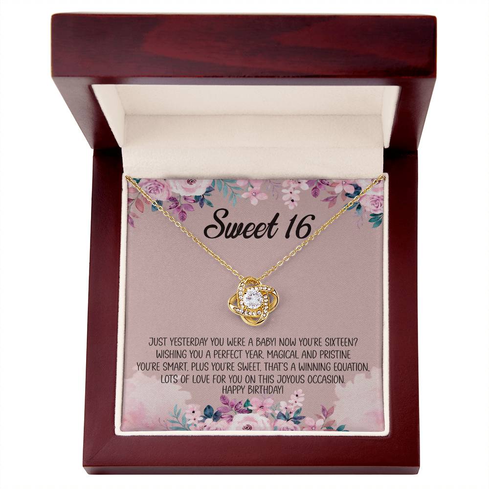 Sweet 16 Message Card Love Knot Necklace - Image 5