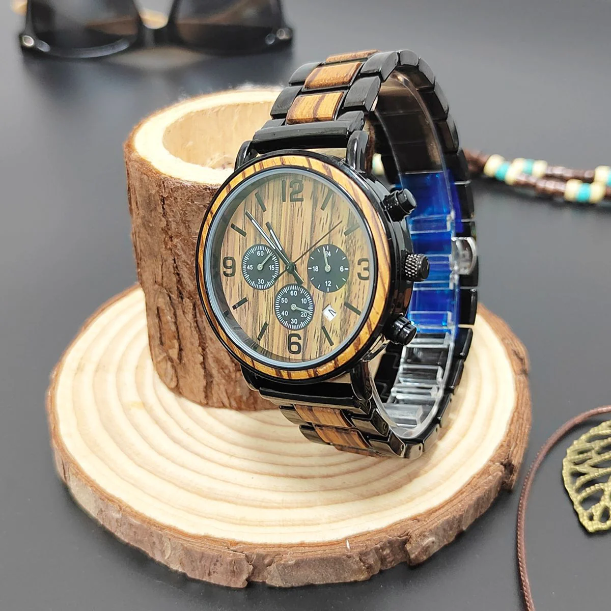 The Espresso Waterproof Classic Wood Grain Men's Watch - Image 2