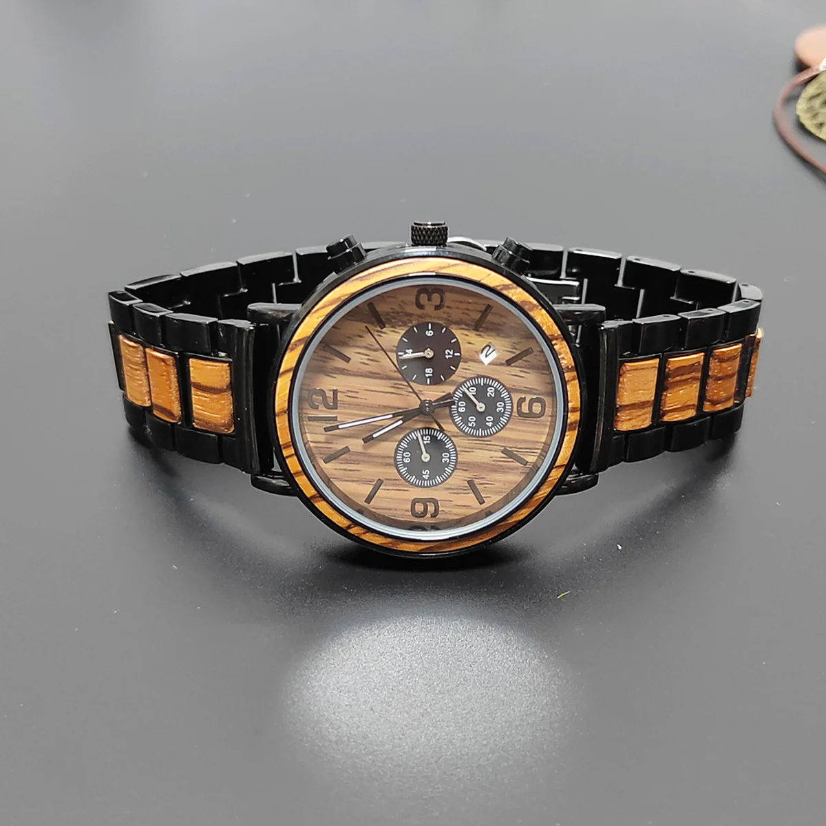 The Espresso Waterproof Classic Wood Grain Men's Watch - Image 4