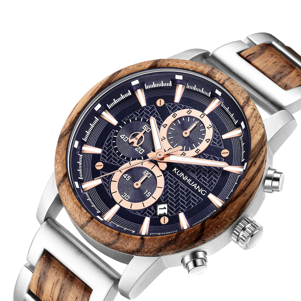 The Voyager Sports Waterproof Wood Grain Men's Watch - Image 2
