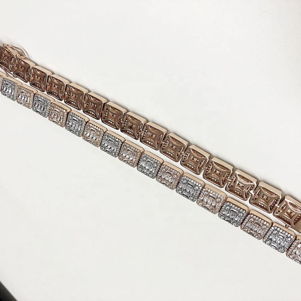 Thicc 12mm 2 tone Baguette Tennis Chain - Image 4
