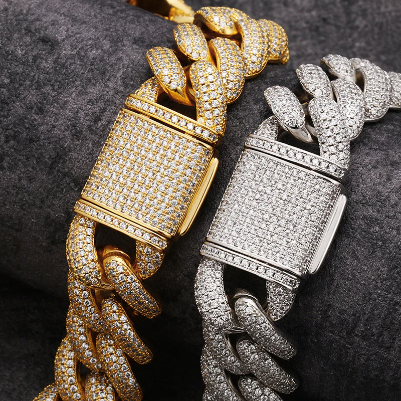 Thicc AF 20MM Fully Iced Out Diamond Cuban Link Bracelet - Image 3