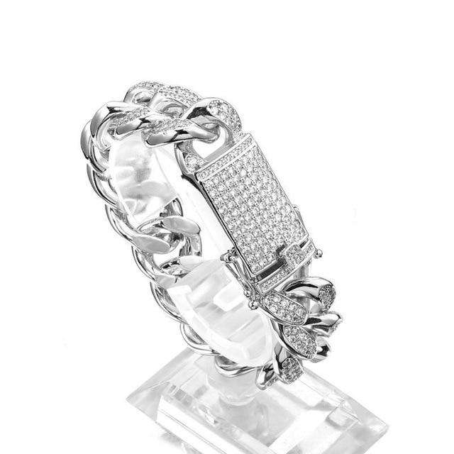 Thick Bling Silver Cuban Chain Bracelet - Image 4