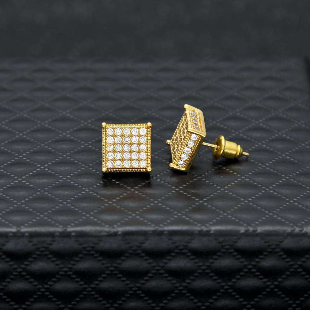 Thin Square Bling Geometric Stud Earrings - Image 2