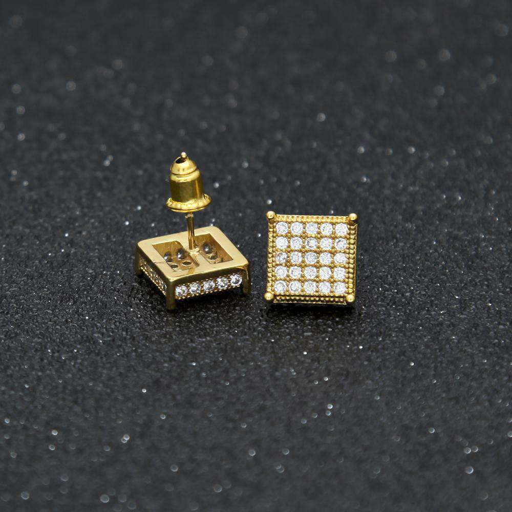 Thin Square Bling Geometric Stud Earrings - Image 3