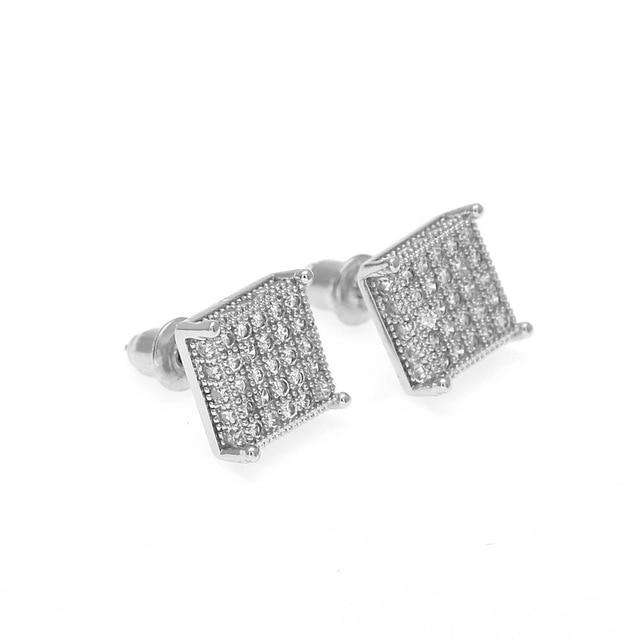 Thin Square Bling Geometric Stud Earrings - Image 4