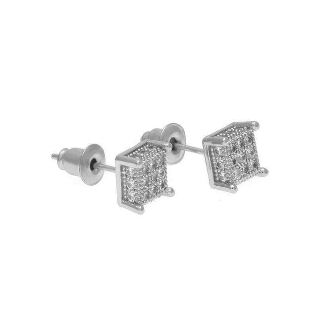 Thin Square Bling Geometric Stud Earrings - Image 6