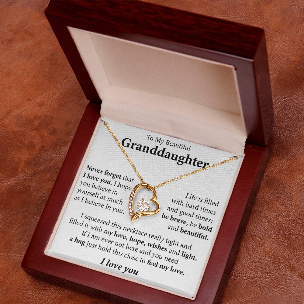 To My Beautiful Granddaughter (I love you) Message Card Necklace - Image 10