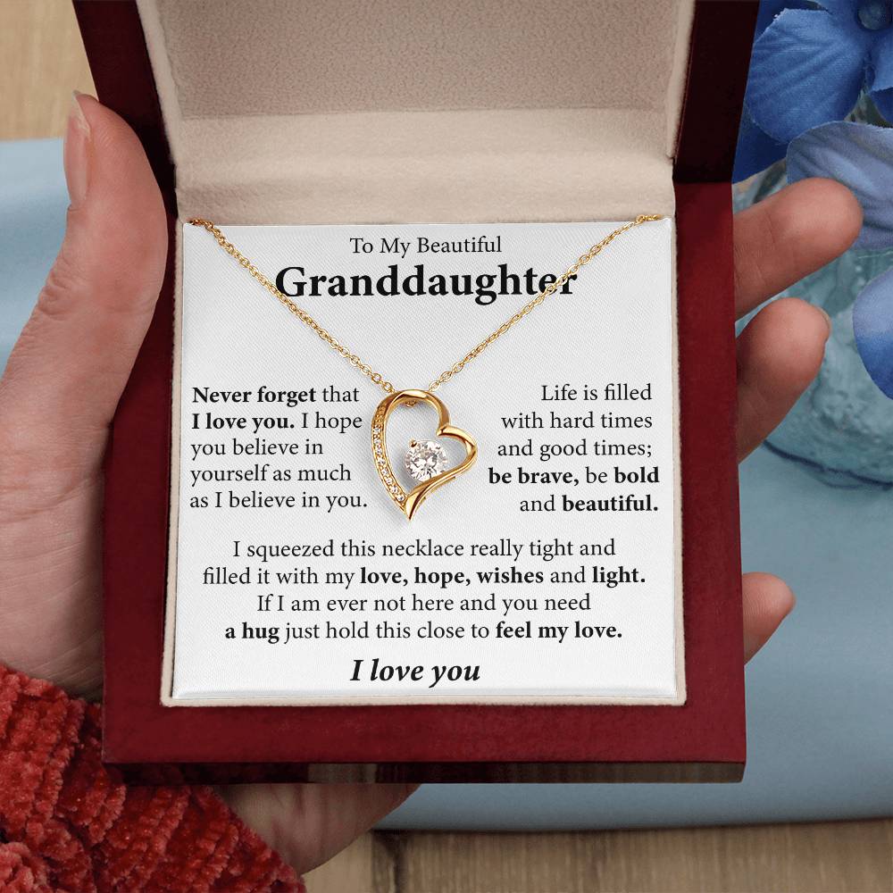 To My Beautiful Granddaughter (I love you) Message Card Necklace - Image 11