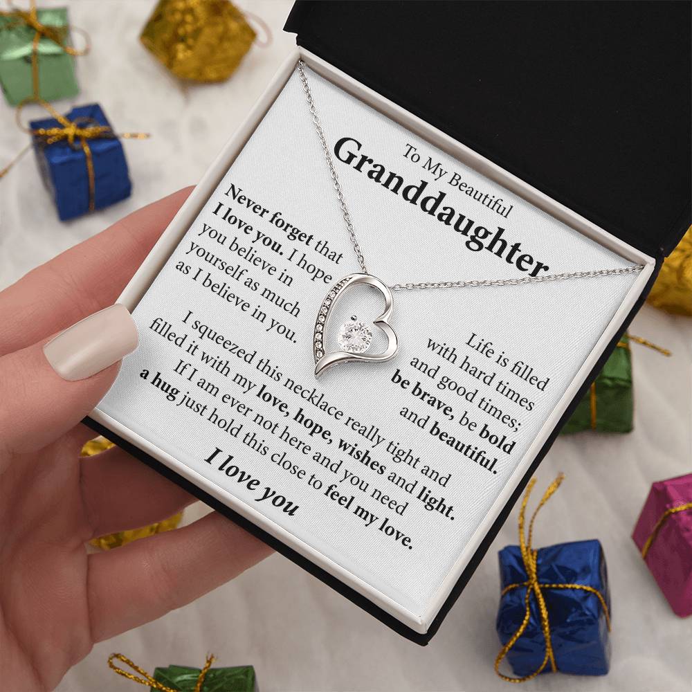 To My Beautiful Granddaughter (I love you) Message Card Necklace - Image 3