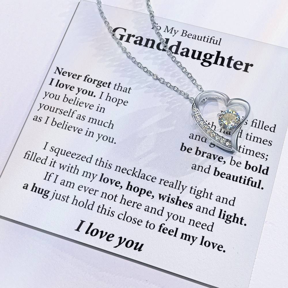 To My Beautiful Granddaughter (I love you) Message Card Necklace - Image 4
