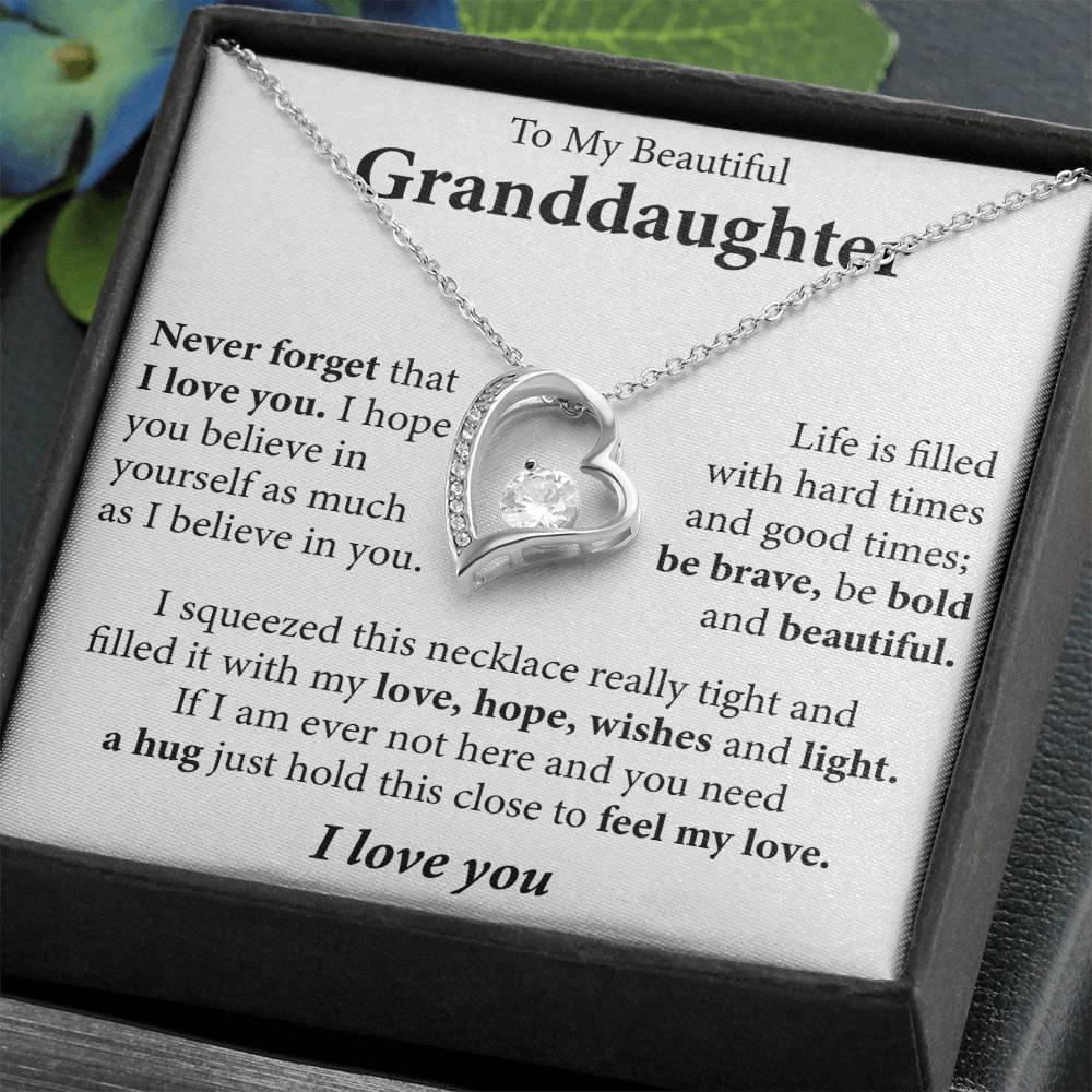 To My Beautiful Granddaughter (I love you) Message Card Necklace - Image 5