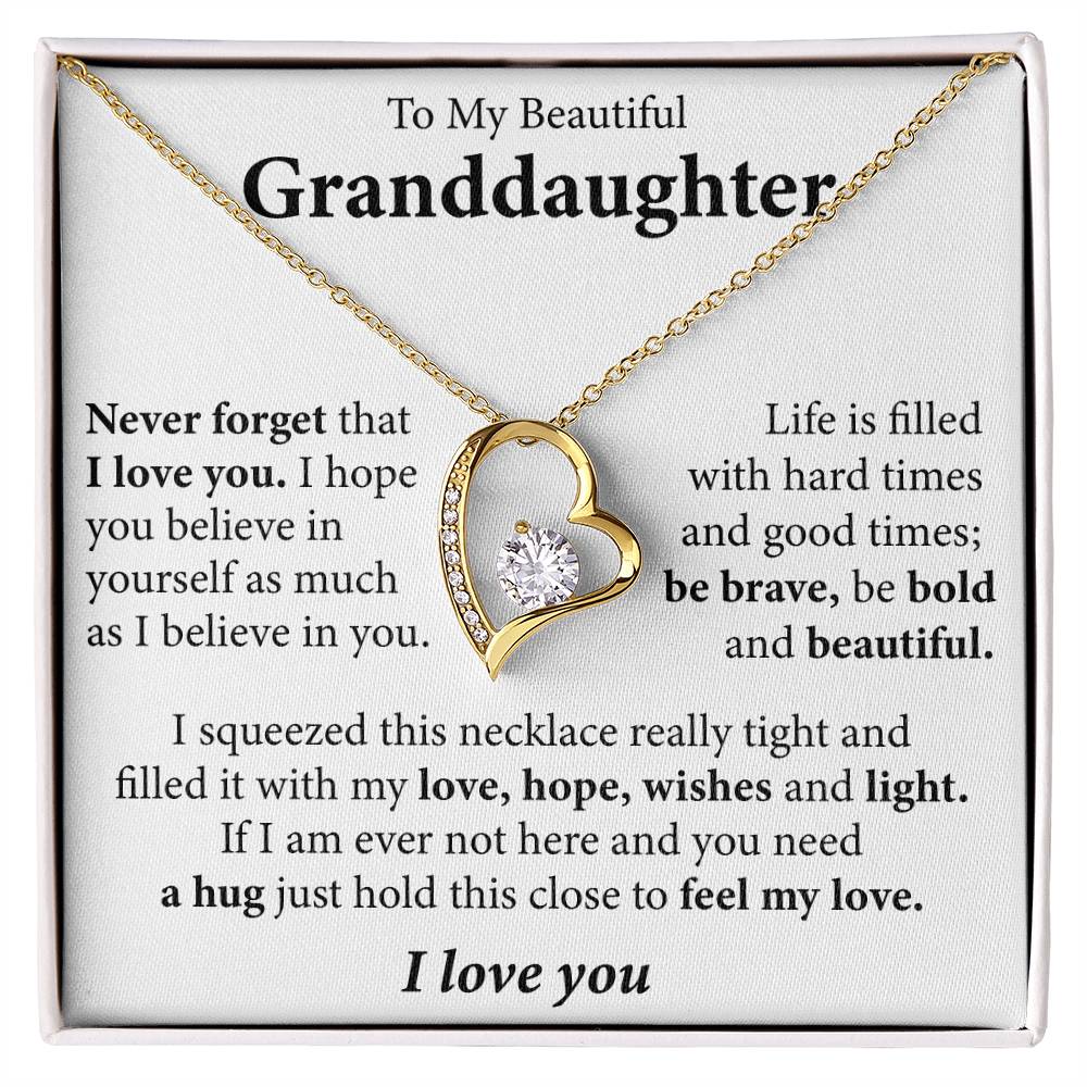 To My Beautiful Granddaughter (I love you) Message Card Necklace - Image 6