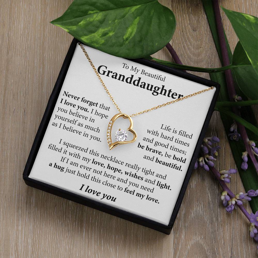 To My Beautiful Granddaughter (I love you) Message Card Necklace - Image 7
