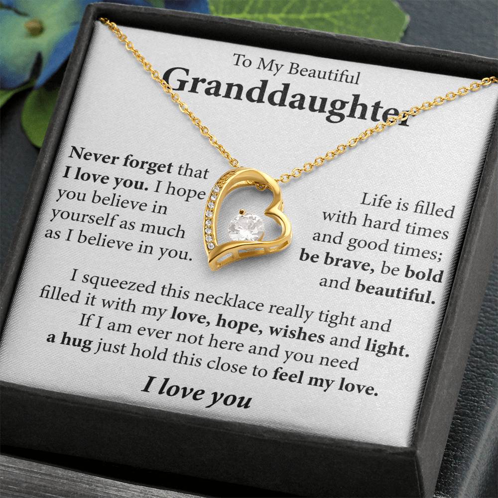 To My Beautiful Granddaughter (I love you) Message Card Necklace - Image 8