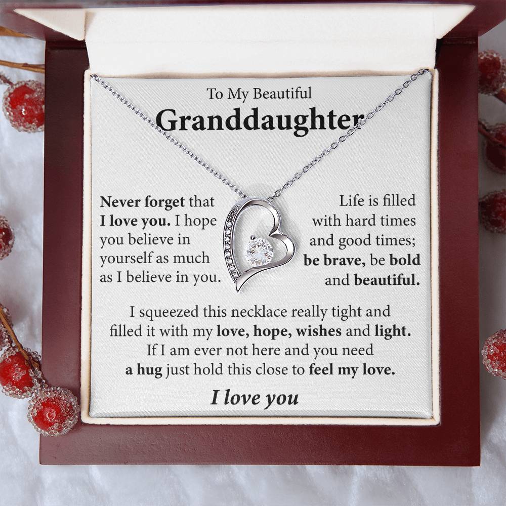 To My Beautiful Granddaughter (I love you) Message Card Necklace - Image 9