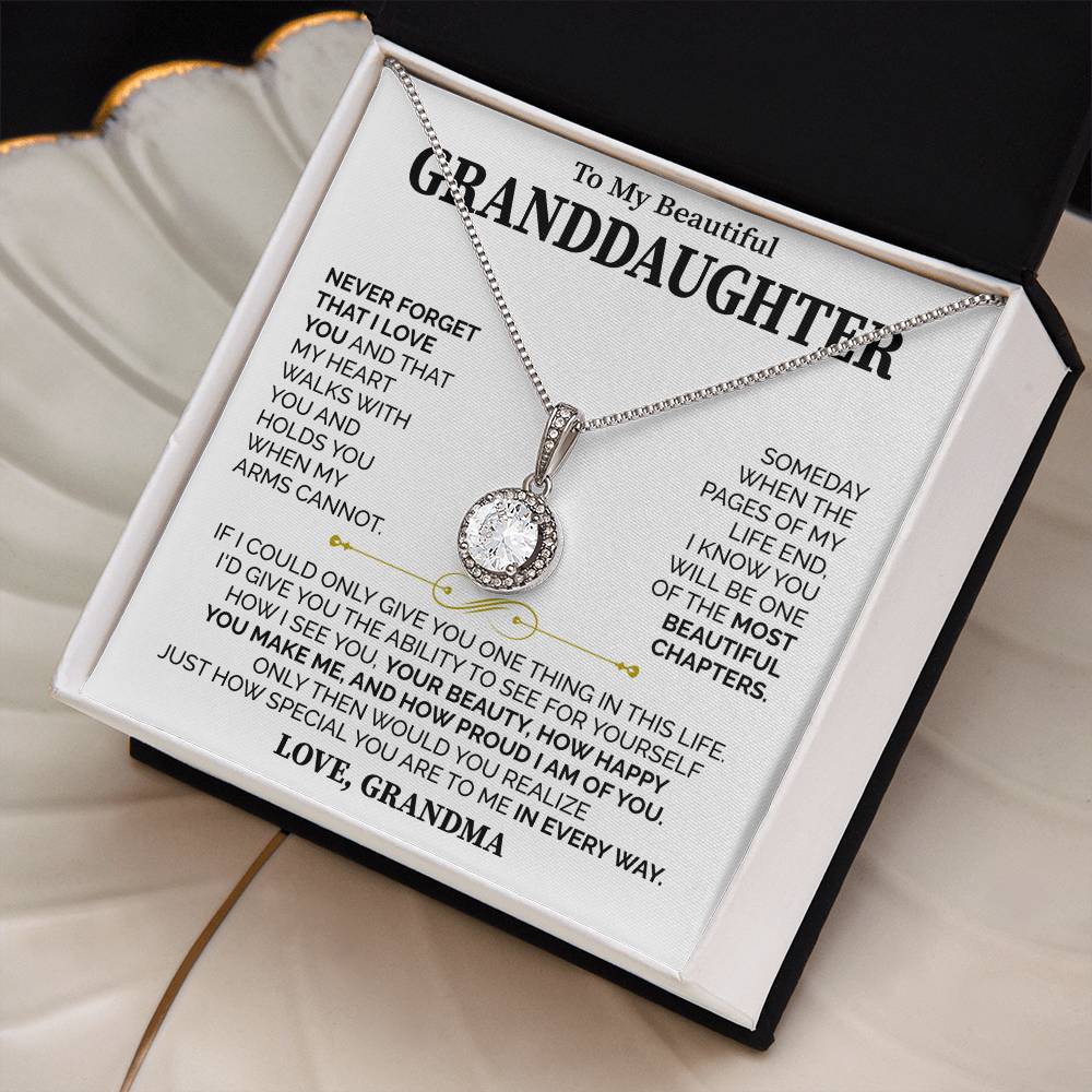 To My Beautiful Granddaughter (Love, Grandma) Message Card Necklace - Image 3
