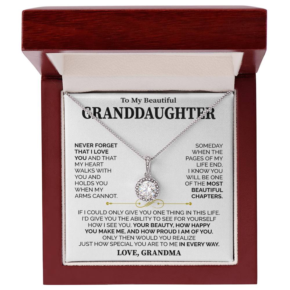 To My Beautiful Granddaughter (Love, Grandma) Message Card Necklace - Image 5