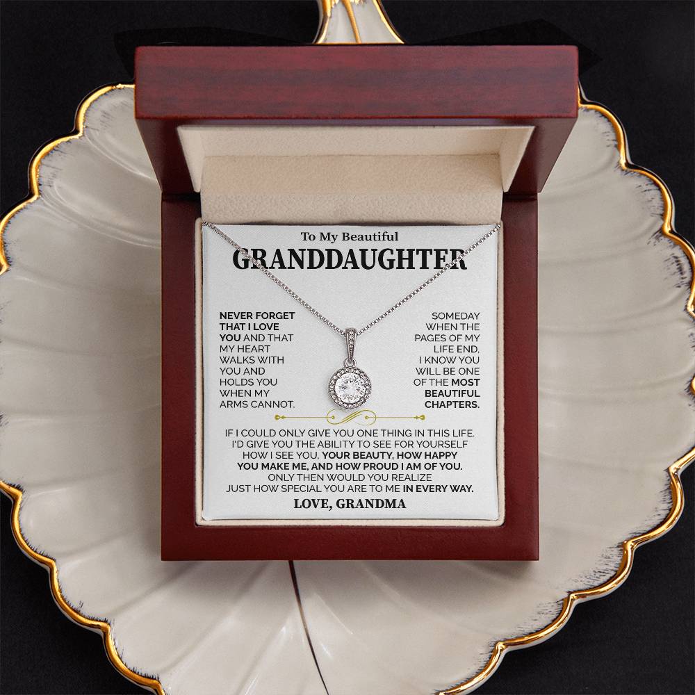 To My Beautiful Granddaughter (Love, Grandma) Message Card Necklace - Image 6