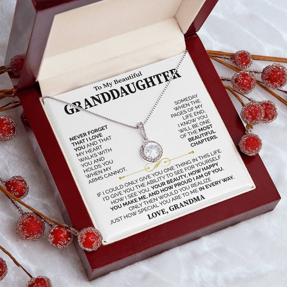 To My Beautiful Granddaughter (Love, Grandma) Message Card Necklace - Image 7
