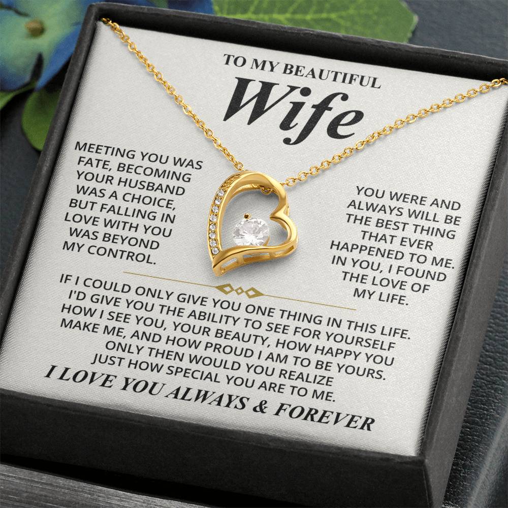 To My Beautiful Wife (I Love You Always & Forever) Message Card Necklace - Image 8
