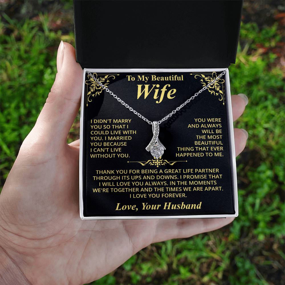 To My Beautiful Wife (Love, Your Husband) Message Card Necklace - Image 2