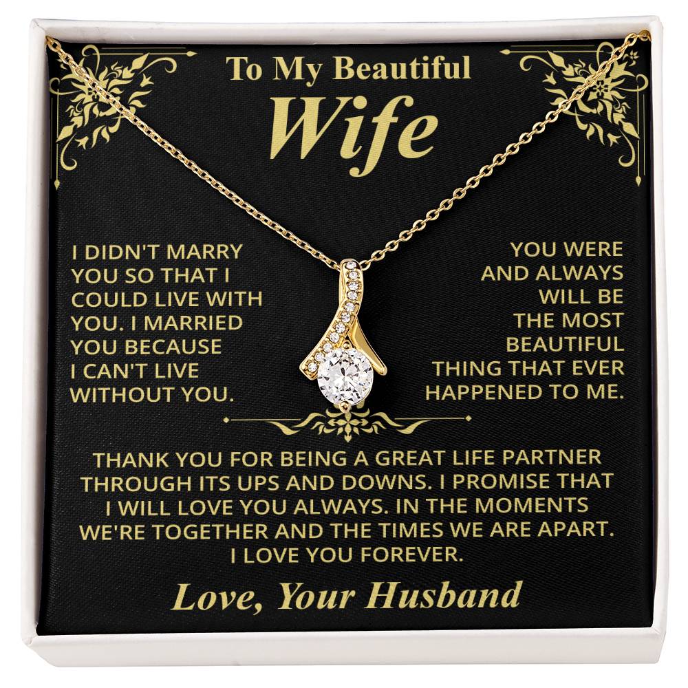 To My Beautiful Wife (Love, Your Husband) Message Card Necklace - Image 3