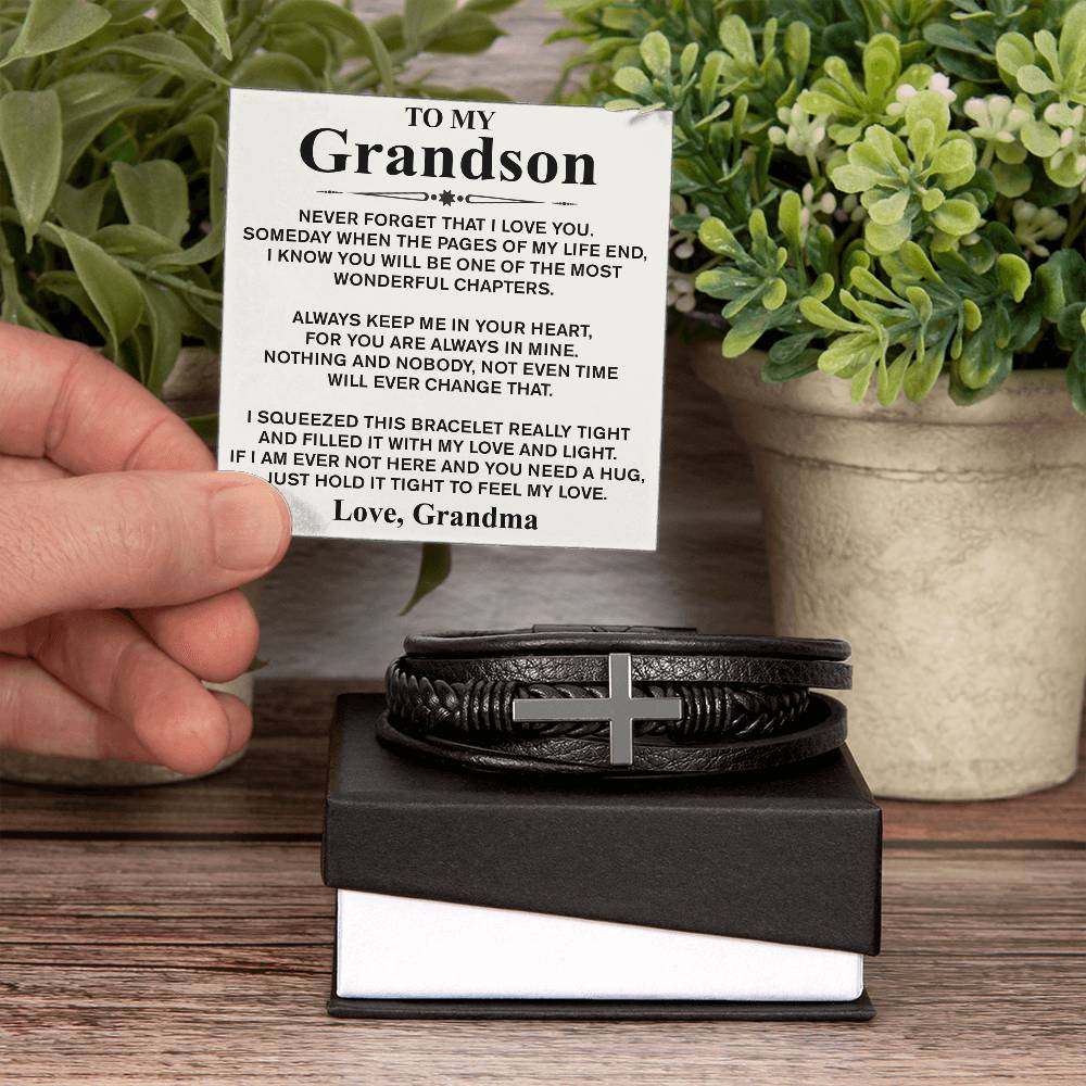 To My Grandson (Love, Grandma) Message Card Bracelet - Image 4