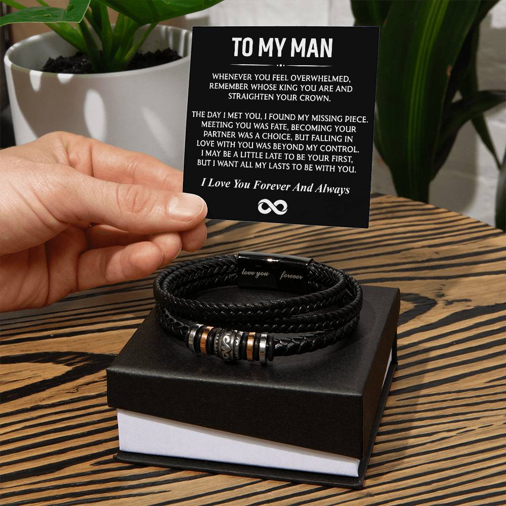 To My Man (I Love You Forever and Always) Message Card Bracelet - Image 2