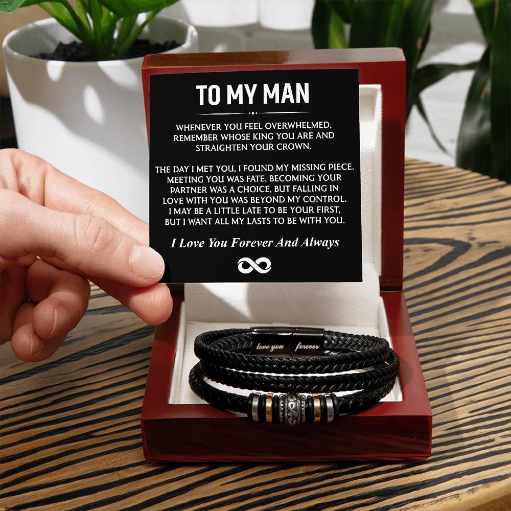 To My Man (I Love You Forever and Always) Message Card Bracelet - Image 7