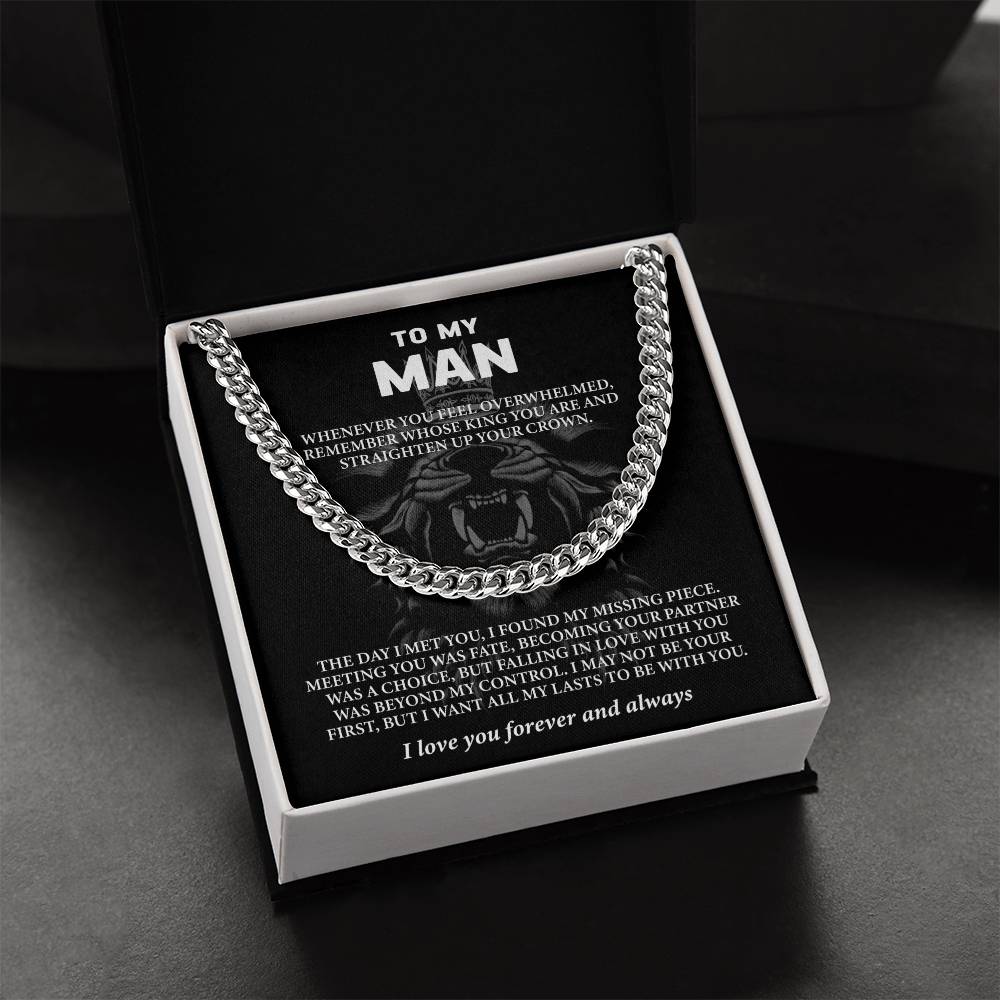 To My Man - Husband or Boyfriend (I Love You Forever and Always) Message Card Necklace - Image 3