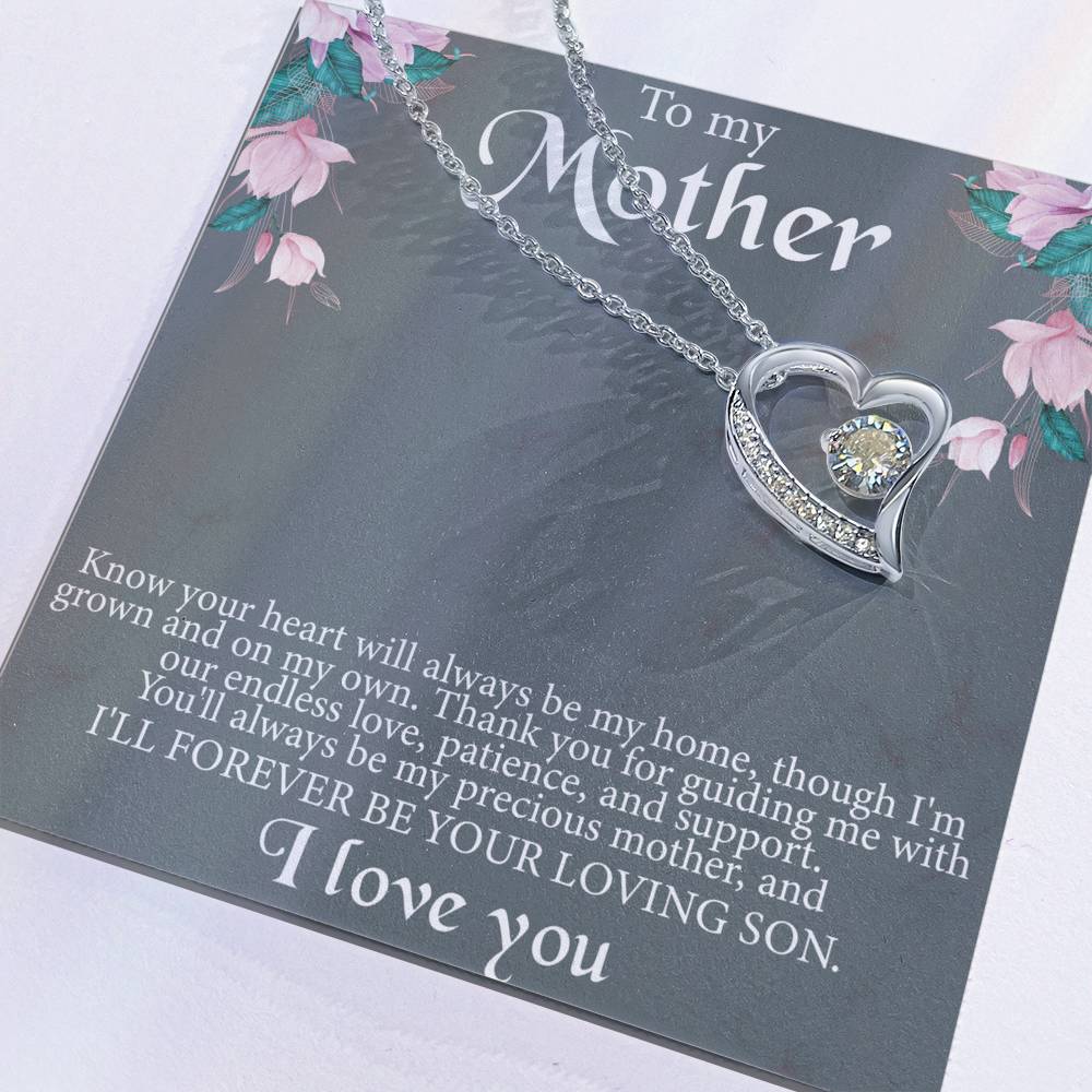 To My Mother From Son Message Card Heart Necklace - Image 4