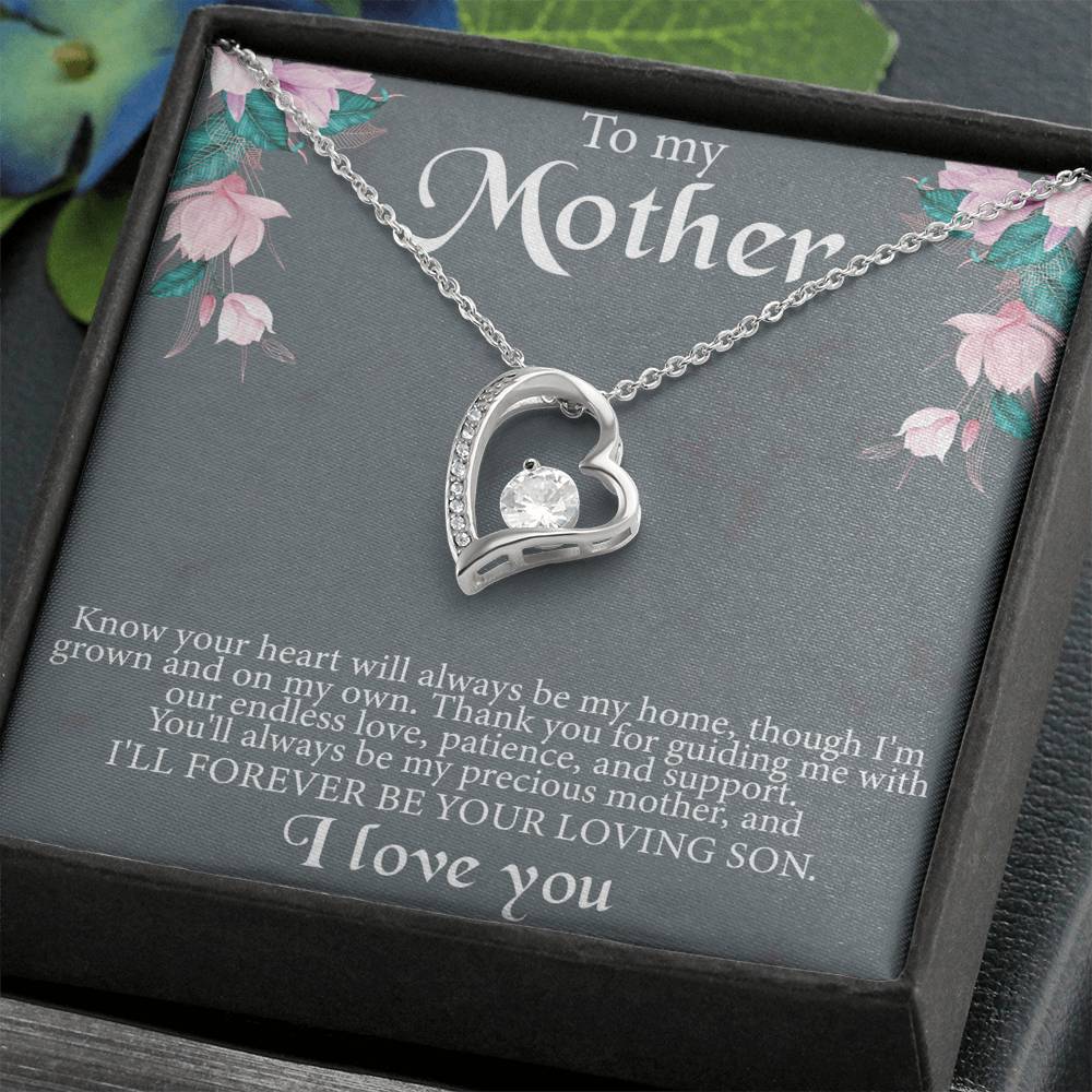 To My Mother From Son Message Card Heart Necklace - Image 5