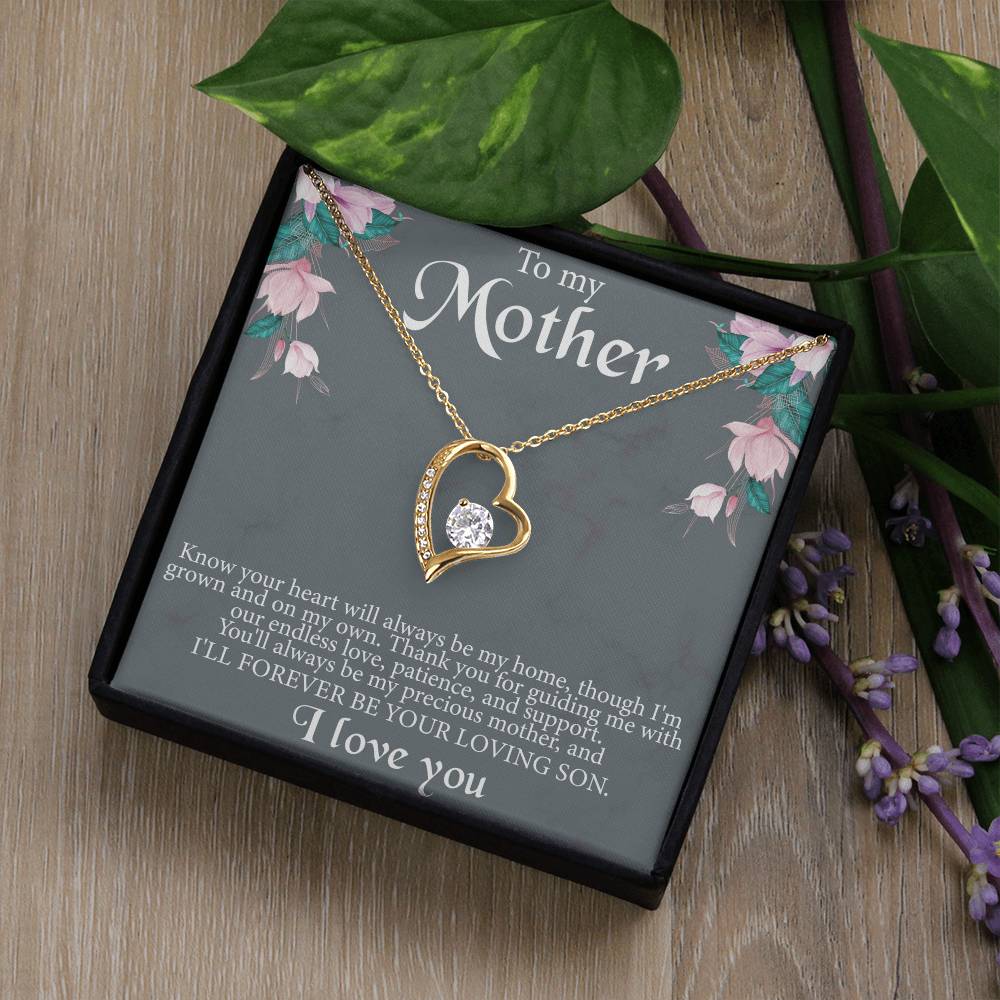 To My Mother From Son Message Card Heart Necklace - Image 7