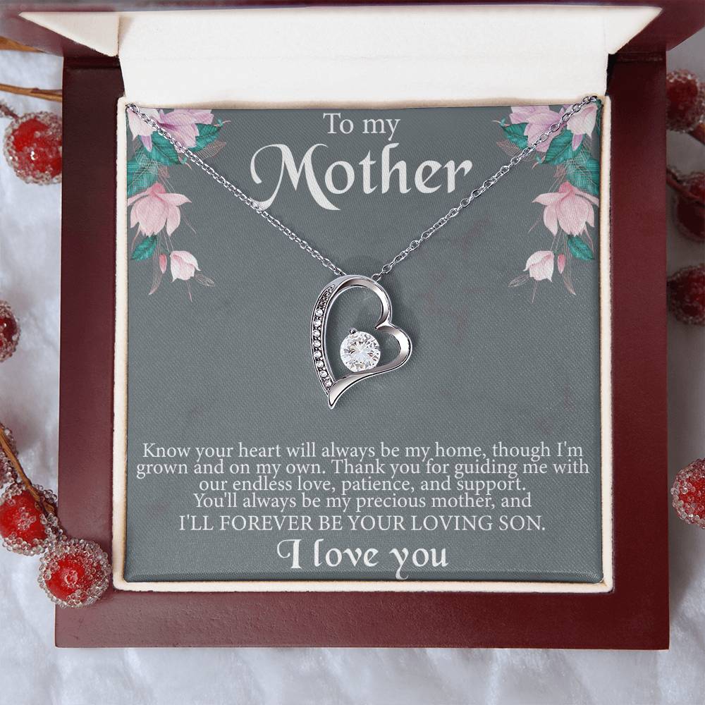 To My Mother From Son Message Card Heart Necklace - Image 9