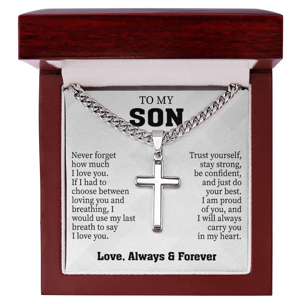 To My Son (Love, Always & Forever) Message Card Necklace - Image 2