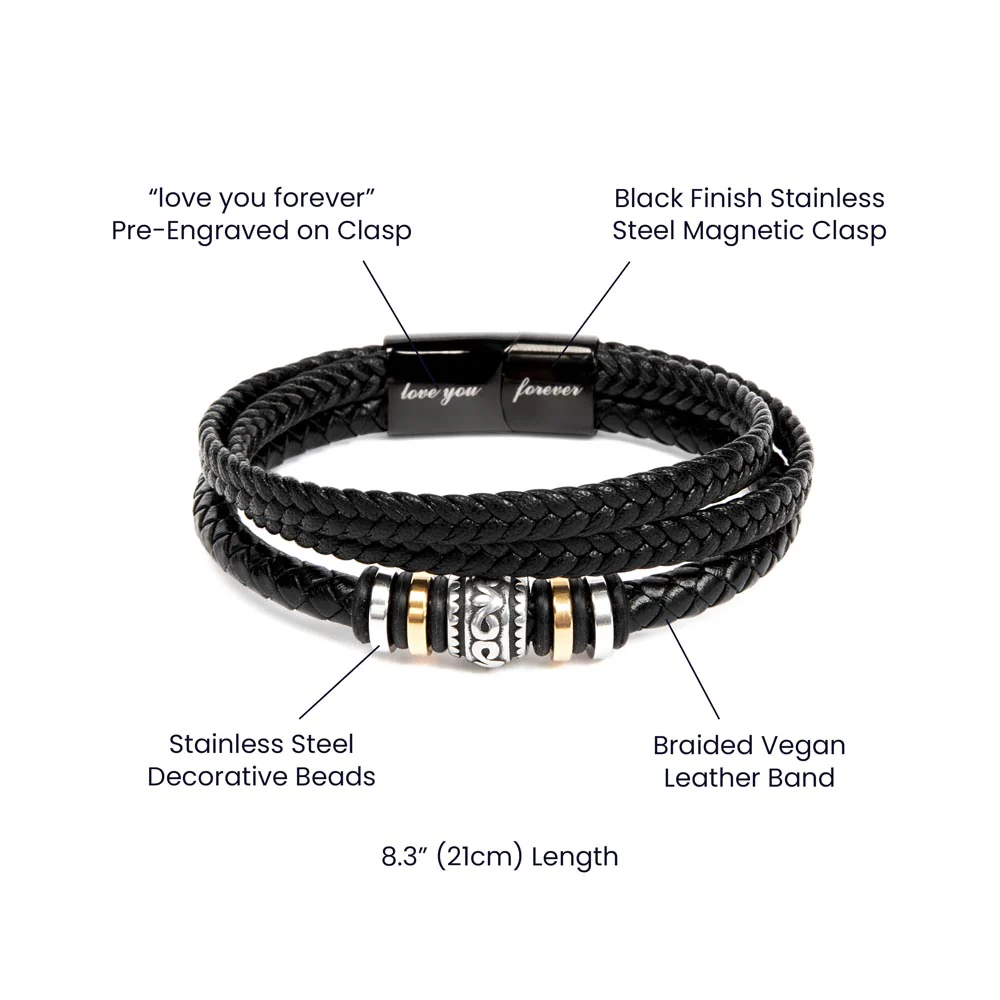 To My Son (Mother and Son Forever Linked Together) Message Card Bracelet - Image 4