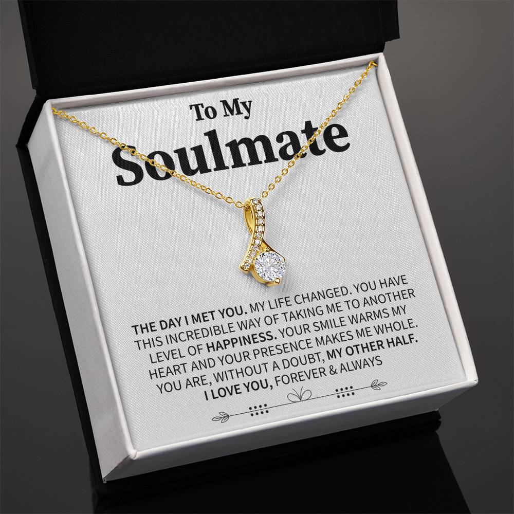 To My Soulmate (I Love You, Forever and Always) Message Card Necklace - Image 4