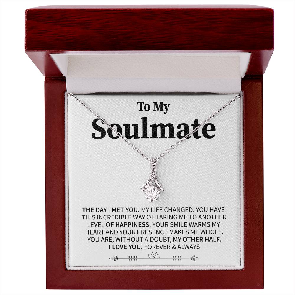 To My Soulmate (I Love You, Forever and Always) Message Card Necklace - Image 5